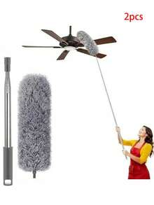 112-Inch Extendable Microfiber Duster Set, Suitable For Cleaning Ceiling Fan Cobwebs, Reusable And Washable Lightweight Ceiling Fan Mesh Cleaning Tool, Home Decor Cleaning Set - Multiple Styles - View 12