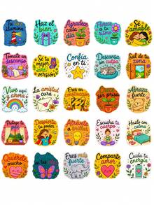 Cute Spanish Positive Quote Stickers 50Pcs, Motivational Phrase Waterproof Vinyl Decals For Planner - Multicolor - View 8