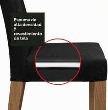 Juego de 2 Sillas de Comedor Tapizadas con Respaldo Alto y Asiento Acolchado, Sillas de Cocina de Patas de Madera Sólida, Sillas Modernas para Comedor, Sala de Estar, Recámara, Tela Oxford Color Marrón - Negro - Ver 2
