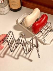Wave-Shaped Soap Dish Storage Racks, Bathroom Draining Soap Holders, Stainless Steel Kitchen Draining Racks, Countertop Sponge And Cleaning Cloth Storage Near The Sink, Quick Draining, Keeps The Countertop Dry, Can Stably Hold Sponges And Steel Wool - Multiple Styles - View 3