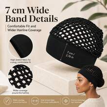 2pcs Short + Long Crochet Mesh Hair Net Cap, Wide Elastic Hair Cover, Suitable For Braids, Dreadlocks, Curly Hair, Long Hair, Wigs And Daily Hair Styling, Burgundy Wig Tool - View 12