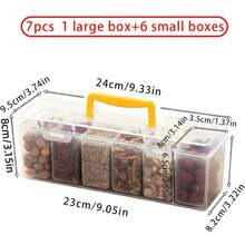7pcs PP Material Seasoning Jar Set - 1 Large Jar & 6 Small Jars With Lids, Airtight, Detachable Storage For Spices And Condiments, Home Kitchen Organization - Multicolor - View 3
