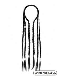 24 Inch Multi-Strand Long Braided Hair Band, Bohemian Style Fashion Headpiece, Suitable For Women's Festival Party And Daily Hairstyle Styling - Multicolor - View 6