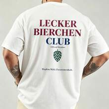Lecker Bierchen Club – تي شيرت أبيض لعشاق البيرة بنمط نبات الجنجل والشعير. قصة كلاسيكية، ناعم ومريح، مناسب للاستخدام اليومي والرياضة. - أبيض 3 - مشاهدة 3