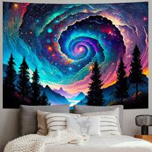 Spiral Galaxy Tapestry Nebula Starry Night Wall Hanging Colorful Space Mountain Forest Aesthetic Decor For Bedroom Dorm - Multicolor - View 6