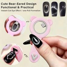 1/2/3pcsAll-In-One Multi-Color Bear Head Cat Eye Nail Magnetic Stick Tool Set, Includes Double-Head French Nail Magnet Tool, Reusable Strong Magnet Nail Art Accessory To Make Romantic Heart, Minimalist Hollow & Classic French Cat Eye Manicure - Multicolor - View 3