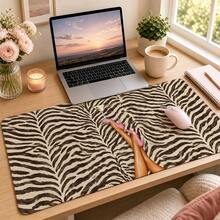 Zebra Print Pink Heel Martini Extended Mouse Pad, Glamorous Fashion Illustration Animal Pattern Large Desk Mat, Stitched Edge Smooth Cloth & Natural Rubber For Makeup Vanity Office Gaming Desk, 3 Sizes Available - View 3