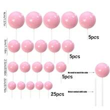 40pcs Multicolor Metallic & Matte Spherical Cake Toppers, Mini Foam Ball Decorations For Birthday & Wedding Cake Decor - Multicolor - View 17