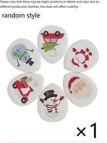 6/1pc Christmas Themed Fingertip Powder Puff, Dual Use Dry & Wet, Suitable For Makeup Application On Corners Of Mouth And Eyes, Suitable For All Skin Types, Perfect Christmas Gift - Multicolor - View 8