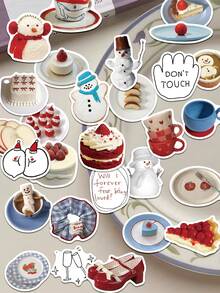 50pcs Winter Cream Style Stickers For Phone Case, Refrigerator, Planner, Diary, Scrapbook, Planner, Luggage, Window, Guitar, Helmet, Skateboard, Laptop - Multicolor - View 2