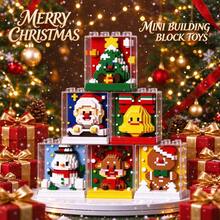 400pcs+ 6 Styles Christmas Series Micro Particle Building Blocks Toy With High Transparency Acrylic Glass Cover, ABS Material, Unique Creative DIY Handmade Assembly Toy, Stackable And Nestable (Top Protrusion Precisely Fits Bottom For Free Combination Of Your Christmas Mini Array), Warm Healing Educational Stress Relief Desktop Decoration, Christmas Gift Decoration, Birthday Gift, Room Decor, Christmas Stocking Gift, Christmas Gift - Multicolor - View 6