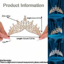 Bridal Crown Vintage Baroque Luxury Crystal Tiara Wedding Dress Headpiece Wedding Party Rhinestone Headband Marriage Gift Hairband - Gold - View 2