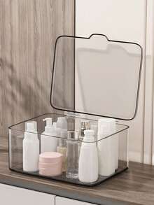 Large Capacity Jewelry Box With Transparent Flip Lid, Space-Saving Jewelry Storage Box For Women, Multi-Functional Cosmetic Organizer, Suitable For Dorm, Home, Living Room, Bathroom, Bedroom, Apartment Vanity, Home Decor Accessory - Multicolor - View 2