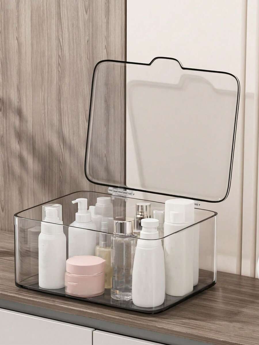 Large Capacity Jewelry Box With Transparent Flip Lid, Space-Saving Jewelry Storage Box For Women, Multi-Functional Cosmetic Organizer, Suitable For Dorm, Home, Living Room, Bathroom, Bedroom, Apartment Vanity, Home Decor Accessory