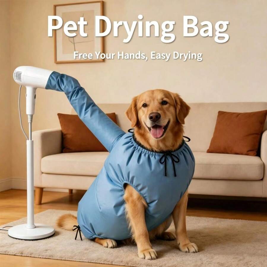 Breathable Pet Drying Bag, Suitable For Dogs And Cats, Collects Shedding Hair, Prevents Hair Flying During Blow Drying, Adjustable Comfort Fit, Suitable For Small, Medium And Large Pets, Hands-Free Design Speeds Up Drying, Essential For Pet Bathing And Grooming