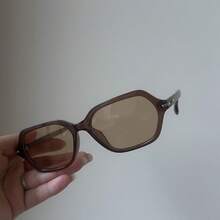 1 Pair Women's Tea Color Rectangular Frame Korean Style Versatile Fashion Glasses - Brown - View 5