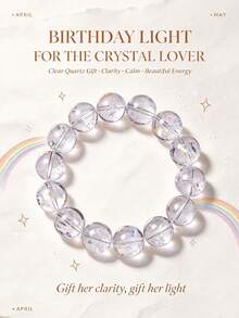 [VE]1pc Collectible Natural Himalayan White Crystal Rainbow Bracelet, Symbolizing Hope And Good Luck, Seeing Light Even In Low Moments. Suitable For Men And Women, Perfect For Work, Daily Wear, Commuting, Gifting, Natural Jewelry Color Random - 15mm - View 3