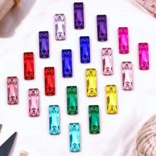 Assorted Shapes, 20pcs/Pack, Mixed Shapes, Flat Back Double Hole Exquisite Glass Rhinestones, Used For Sewing Wedding Dresses, Handbags And Shoes, Jewelry Making, Craft Accessories - Assorted Shapes 20pcs - View 9