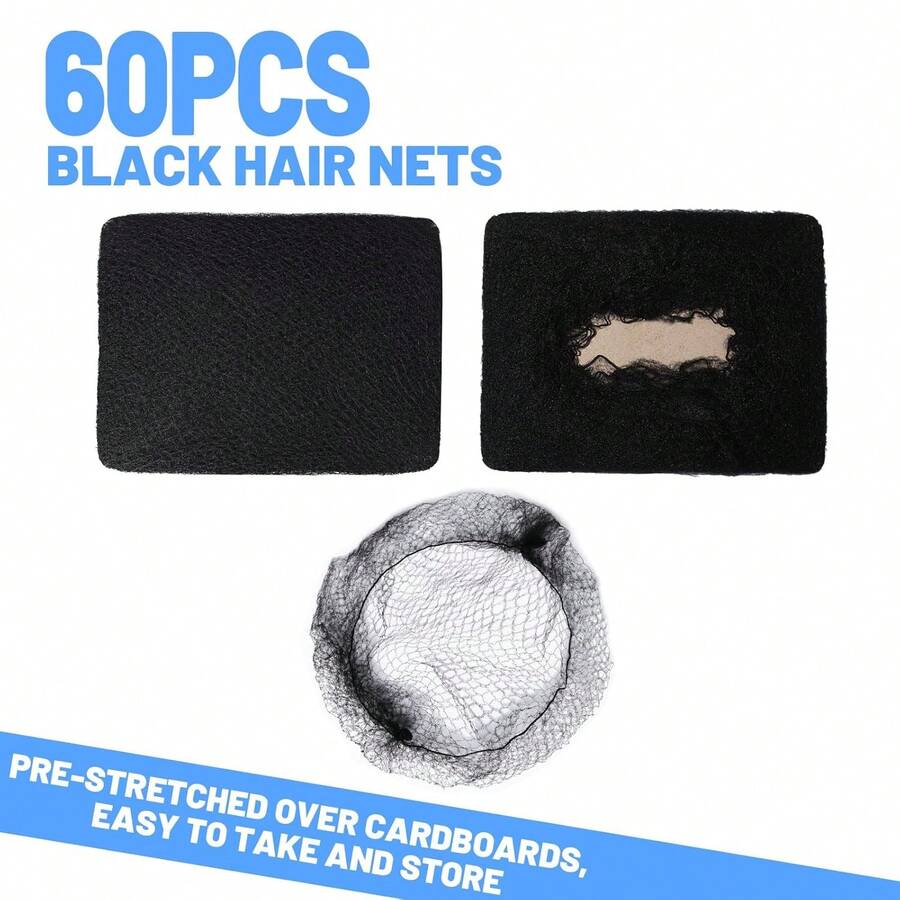24 Inches Hair Nets Elasticity Invisible Elastic Mesh For Food Service, Black Hair Net For Ballet Bun - View 1