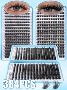 XISHIYO 640/544/384pcs D Curl Fluffy False Eyelashes Set, Dense Voluminous DIY Segmented False Eyelashes, Includes Tools, Enlarges Eyes, Lightweight And Reusable, Large Capacity Single Cluster Eyelashes Set, Soft Natural Mixed Style Eyelashes - Multicolor - View 3