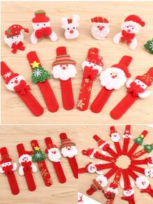 10pcs Christmas Themed Hand Clappers, Featuring Santa Claus, Snowman And Reindeer Patterns, Suitable For Holiday Decoration And Accessories, Perfect For Christmas Parties And Gift Exchanges, Fit For Everyone - Random Shipping - View 10
