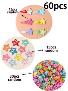 60/30Pcs Girls Hair Accessories Set, Star BB Clips & Mini Flower Hair Clips, Cute Hair Barrettes For Girls Daily Wear, Gift For Girls - Multicolor - View 8