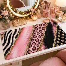 1pc Luxury Animal Print Patchwork Desk Mat, Multi-Purpose Vanity Table Protector, Nail Art Mat, Large Desktop Mouse Pad For Women Bedroom & Gaming Desk, S/M/L/XL - View 12