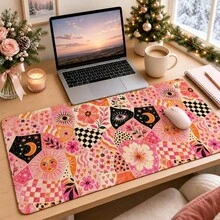 1pc Vintage Celestial Floral Checkered Desk Mat, Multi-Purpose Vanity Table Protector, Nail Art Mat, Large Desktop Mouse Pad For Women Bedroom & Office, S/M/L/XL - View 22