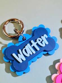 1pc Customized Fan-Shaped Bone Pet Tag 3D Printed Dog Identification Keychain - Pet Tag - View 10