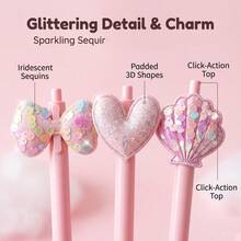 1/4/5/12pcs Creative Ocean Theme Ballpoint Pens, Shiny Glitter Decoration, Cute Stationery Set, Smooth Writing, Ideal Gift For Students, Teachers And Friends - Multicolor - View 3