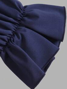 minisummer Women Elegant Autumn V Neck Wrap Long Sleeve Mini Dress, Tiered Ruffle Hem Flared Cuff Slim Cake Dress For Casual Party Outfits - Royal Blue - View 4