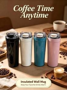 550ml Highly Attractive Antibacterial Stainless Steel Insulated Coffee Cup, Durable And Drop-Resistant, Suitable For Office Workers, Teachers, Drivers, Home Use, Etc. - Multicolor - View 2