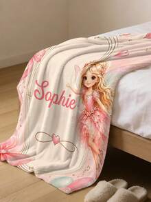 1pc Customized Name Bed Blanket, Personalized Bedding Blanket, Personalized Fleece Blanket, Cute Blanket, Comfortable Blanket, Home Gift, Birthday Gift, Christmas Gift, Personalized Gift, Gift For Son/Daughter, Gift For Friends - Style 1 - View 4