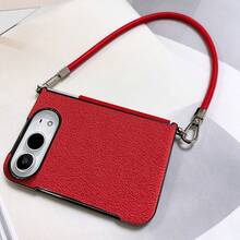 Ins Simple Red Lunar Crater Pattern Phone Case With Carry Cord Rope Compatible With IPhone Duo Fold Ultra 18 Fold Case Anti-Drop Back Cover - Red - View 10