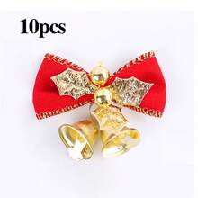 1pc/10pcs Mini Christmas Bell Set With Ribbon Bow, Gold Bells, Photo Props, Christmas Tree Hanging Ornaments, Christmas Tree Decoration, Gift Accents, Suitable For Party, Wedding, Birthday Scenes - Mini Bow Bell - View 15