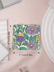 1PC British Country Style Portable Vanity Mirror, Foldable Lightweight Ultra-Thin Convenient Hand Mirror, PU Leather, Suitable For Multiple Scenarios And All People, Foldable Small Square Mirror, Pocket Mirror, Fresh Floral Printed Pattern Design, Exquisite Handheld 180° Flip Cover Multi-Function Mini Mirror, Compact Mirror, Mirrors For Daily Use And Festivals - Multicolor - View 4