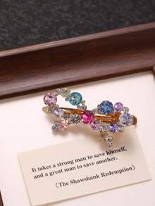 1pc Colorful Bow Rhinestone Hair Clip, Cute Ribbon Versatile Bangs Clip, Minimalist Fashion Luxury Hair Accessory, Suitable For Girls' Daily And Holiday Wear - Multicolor - View 6