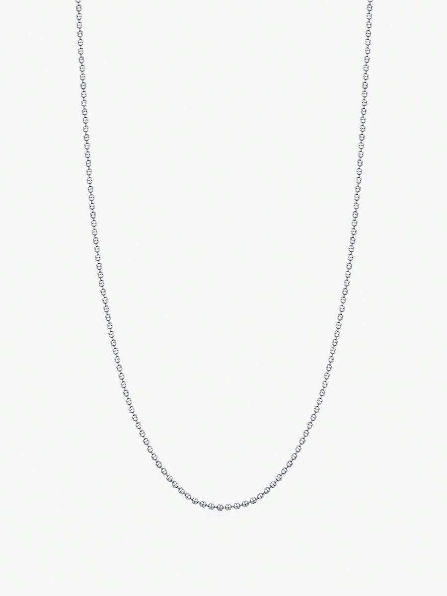MODIAN 925 Sterling Silver Sparkle Bead Chain Choker Necklace For Women Dainty Thin Glitter Link Chain Stackable Basic Jewelry - Silver - View 1