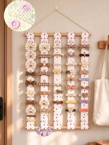 Hair Accessory Storage Strap,Door Storage Space, Accessories Hanging Storage For Hair Clips, Hair Ties And Other Hair Accessories,Cute Girl Bedroom Wall Decor - Multicolor - View 4