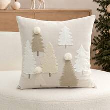 1pc Christmas Tree Embroidered Pillow Case, Suitable For Indoor Decoration, Christmas Decoration, All Season Pillow Cover, Without Insert - Multicolor - View 11