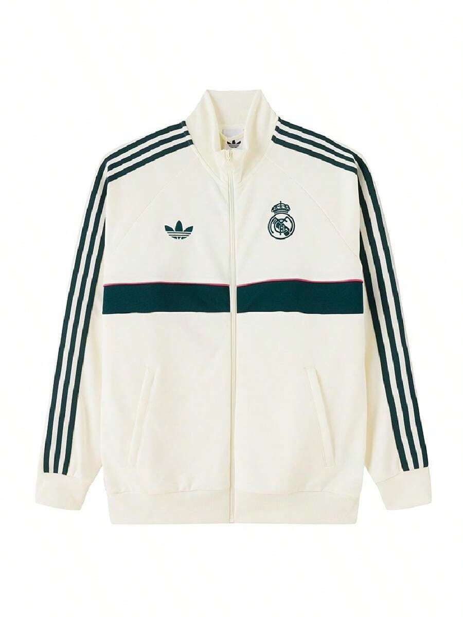 Adidas Jaket Olahraga Pria REAL OG2 TT Kerah Tegak Rajut Jaket Kasual KG2971 - Gading - View 1