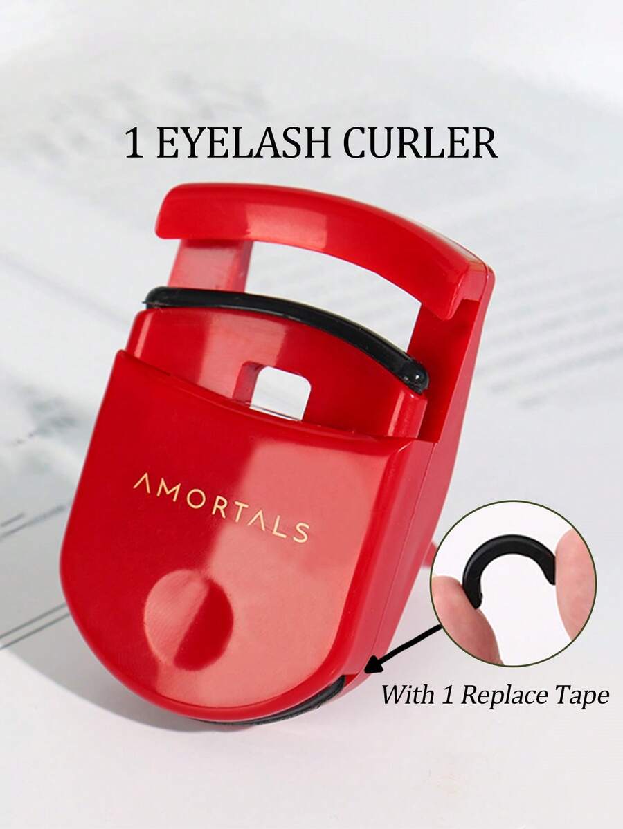 Amortals 1pc Eyelash Curler + 1pc Replacement Silicone Pad Mini Eyelash Curler, All-Day Sunflower Eyelash Lift, No Pinching, Lightweight Design, Suitable For Travel, Students And Beginners, Popular Affordable Beauty Tool