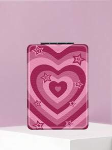 1PC Y2K Series Portable Vanity Mirror, Foldable Lightweight Ultra-Thin Convenient Hand Mirror, PU Leather, Suitable For Multiple Scenarios And All People, Rectangular Pocket Mirror With Cartoon Flower, Star, Heart Pattern Design, Exquisite And Delicate, Easy To Carry, Handheld Makeup Mirror, 180° Flip Cover Multi-Function Mini Mirror - Multicolor - View 6