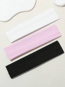 3pcs Multicolor Sports Elastic Headbands,Sweat-Absorbent Hair Accessories Suitable For Daily Wear,Summer Hair Accessories For Women - Multicolor - View 1