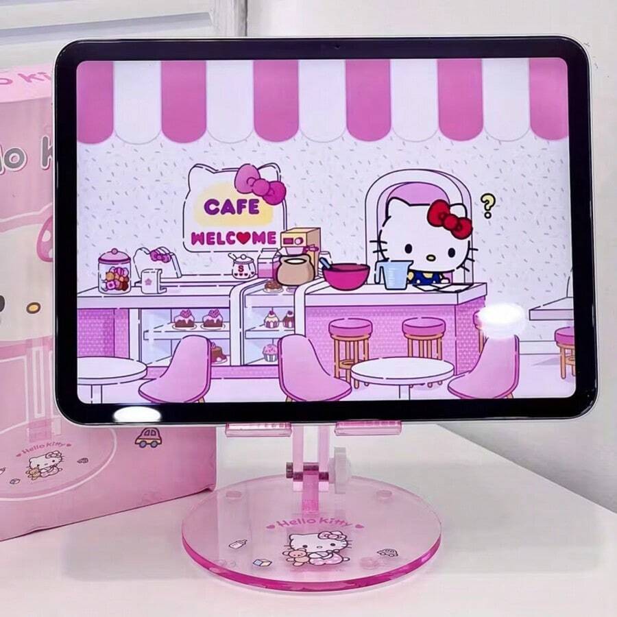 SANRIO 1 chiếc giá đỡ điện thoại hình mèo màu ngẫu nhiên, giá đỡ máy tính bảng để bàn đa năng dáng lười, gấp gọn, điều chỉnh được, dùng chung cho điện thoại và máy tính bảng, tiện lợi để xem phim, không dùng điện, lựa chọn lý tưởng làm quà sinh nhật và Giáng sinh - A - Xem 1