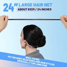24 Inches Hair Nets Elasticity Invisible Elastic Mesh For Food Service, Black Hair Net For Ballet Bun - View 4