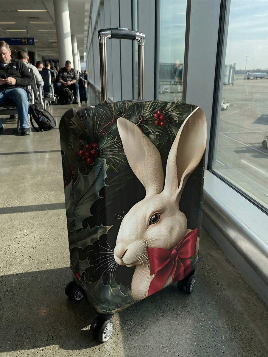1pc Fits 18-32 Inch Suitcases Dust Cover, Rabbit Print Luggage Cover. Stretchable, Scratch-Proof & Dustproof, Stylish Decoration For Luggage - Multicolor - View 1