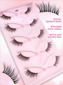 5 Pairs Half Eyelashes, Thin Long Ends 3/4 Angle Transparent Stem False Eyelashes, Suitable For Beginners, Girls' Daily Makeup - Black - View 2