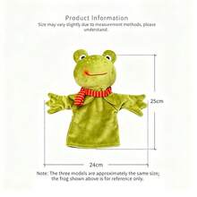 1Pc Cute Green Frog Hand Puppet Plush Toy Kindergarten Puppet Show Prop Storytelling Role Play Interactive Teaching Aid Soft Short Plush Movable Hands Christmas Birthday Gift Random Style - Multicolor - View 6
