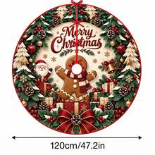 1pc Gingerbread Man & Santa Claus Pattern Christmas Tree Skirt, Elegant Color Holiday Decor, 5 Sizes, Unisex Holiday Gift, Suitable For Home And Party Christmas Home Decoration - Gingerbread Man Santa Claus - View 12